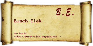 Busch Elek névjegykártya